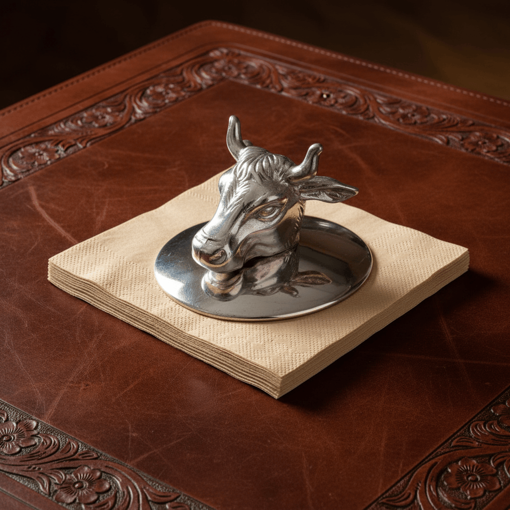 Arthur Court Western Frontier Bull Napkin Weight
