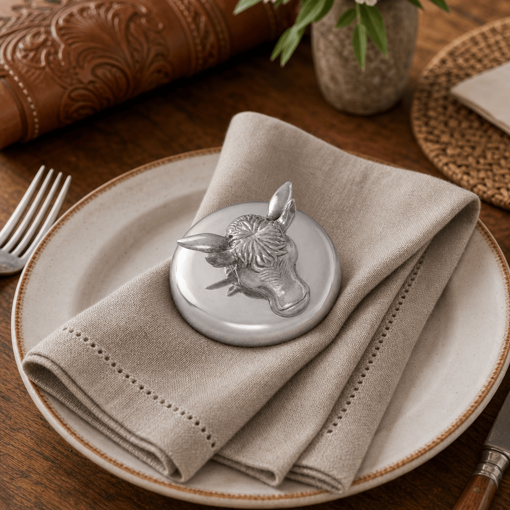 Arthur Court Western Frontier Bull Napkin Weight