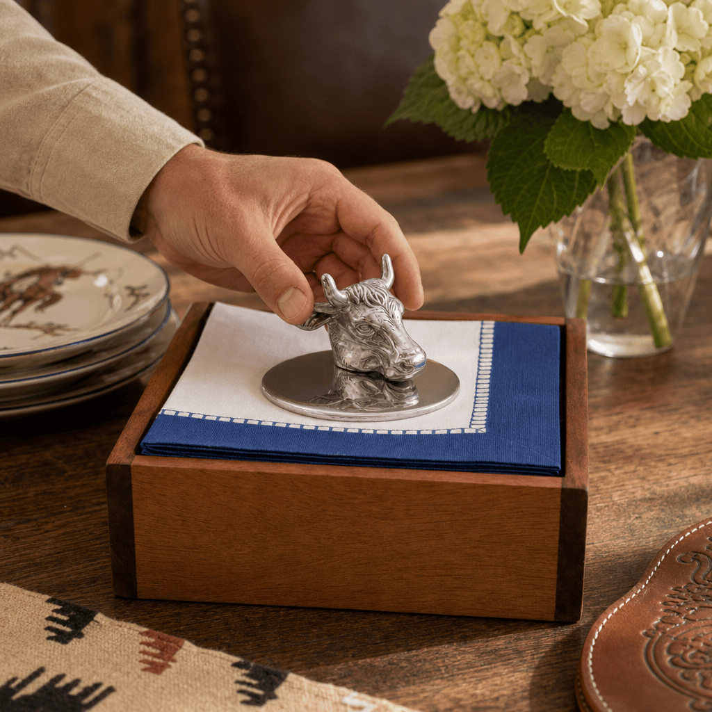 Arthur Court Western Frontier Bull Napkin Weight