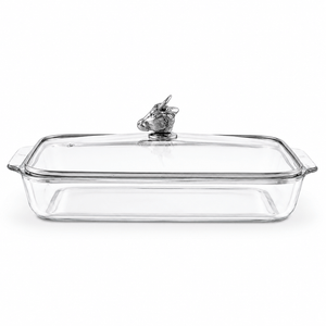 Arthur Court Western Frontier Bull / Steer Lid with Pyrex 3 quart Baking Dish