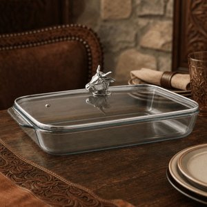 Arthur Court Western Frontier Bull / Steer Lid with Pyrex 3 quart Baking Dish
