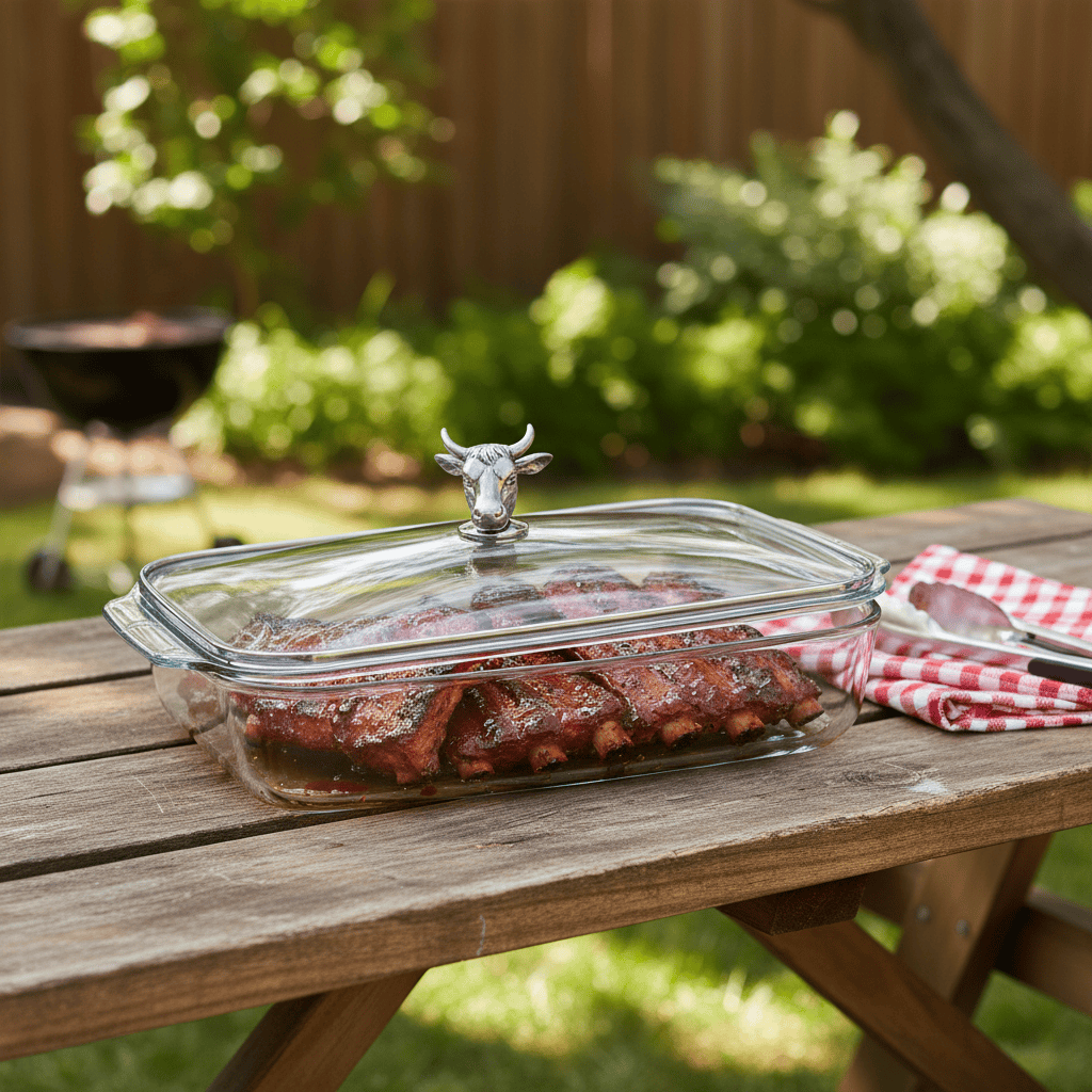 Arthur Court Western Frontier Bull / Steer Lid with Pyrex 3 quart Baking Dish