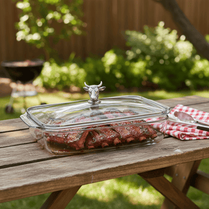 Arthur Court Western Frontier Bull / Steer Lid with Pyrex 3 quart Baking Dish