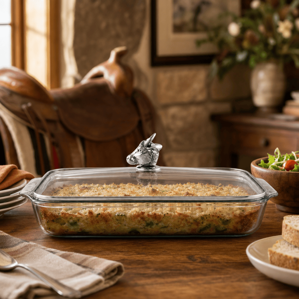 Arthur Court Western Frontier Bull / Steer Lid with Pyrex 3 quart Baking Dish