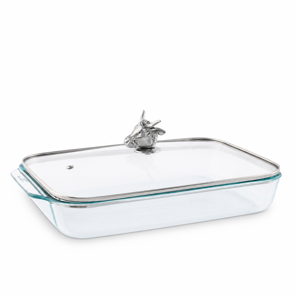Arthur Court Western Frontier Bull / Steer Lid with Pyrex 3 quart Baking Dish