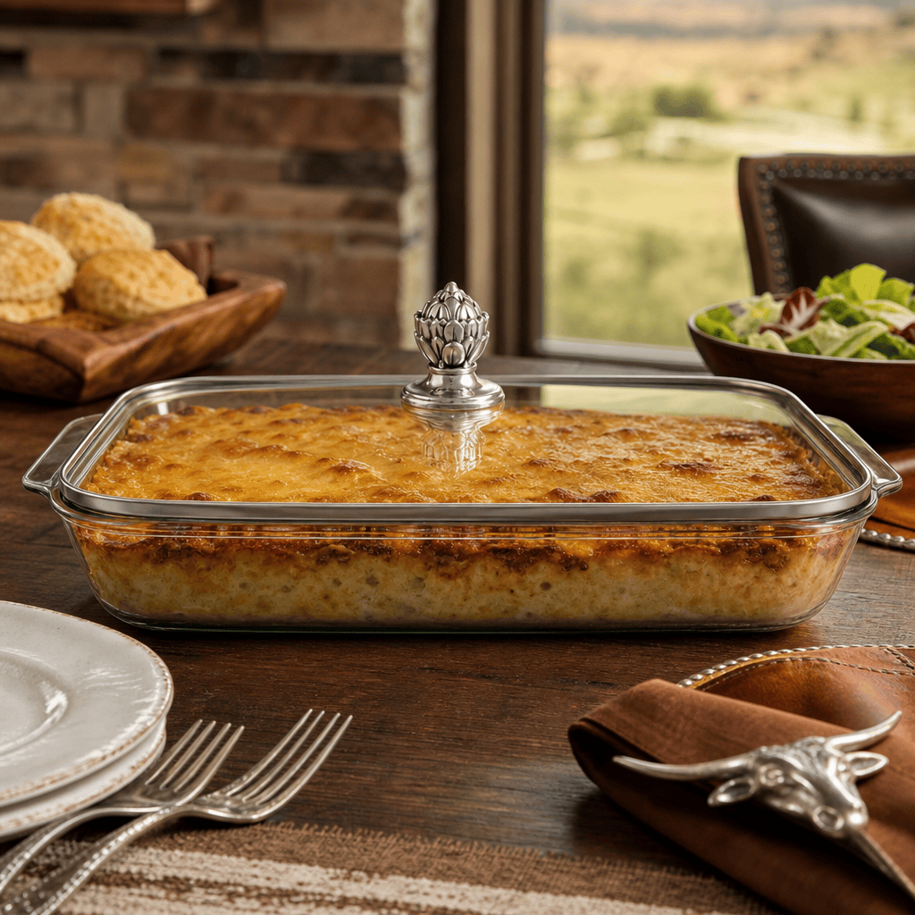 Arthur Court Western Frontier Classic Lid with Pyrex 3 quart Baking Dish