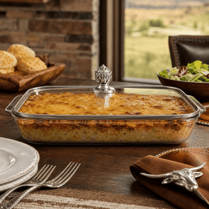 Arthur Court Western Frontier Classic Lid with Pyrex 3 quart Baking Dish