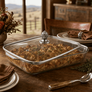 Arthur Court Western Frontier Classic Lid with Pyrex 3 quart Baking Dish