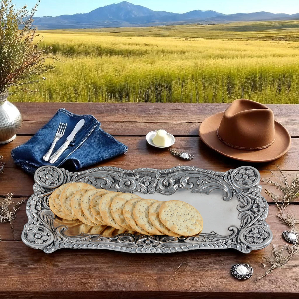 Arthur Court Western Frontier Concho Bread tray