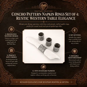 Arthur Court Western Frontier Concho Pattern Napkin Rings Set of 4