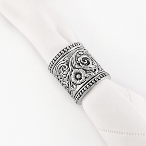 Arthur Court Western Frontier Concho Pattern Napkin Rings Set of 4