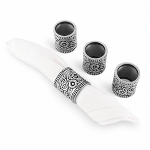 Arthur Court Western Frontier Concho Pattern Napkin Rings Set of 4