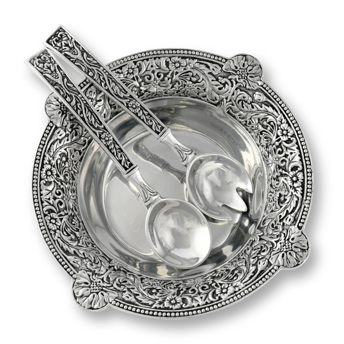 Arthur Court Western Frontier Concho Pattern Salad Bowl with Serving Set