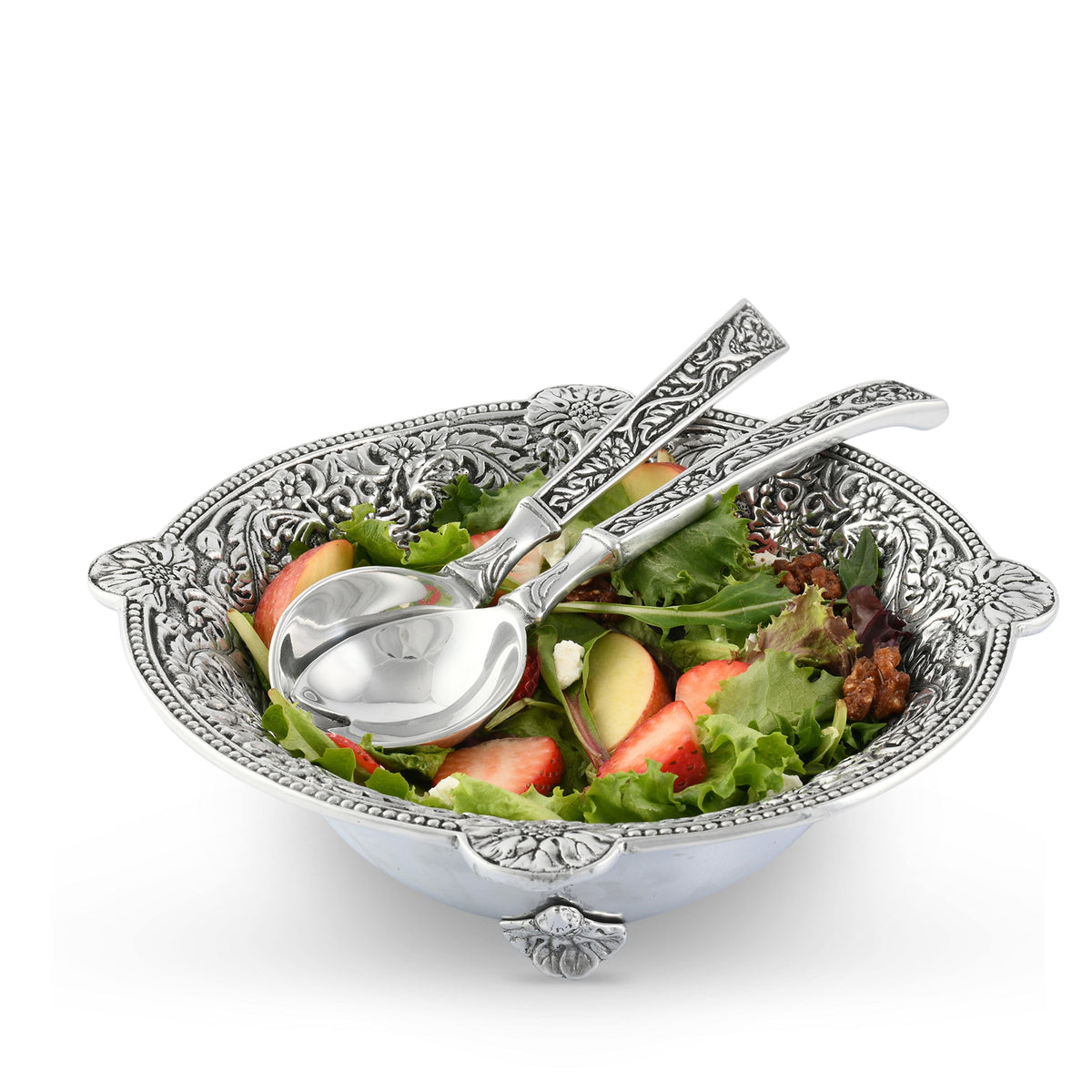 Arthur Court Western Frontier Concho Pattern Salad Bowl with Serving Set