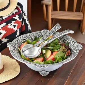 Arthur Court Western Frontier Concho Pattern Salad Bowl with Serving Set