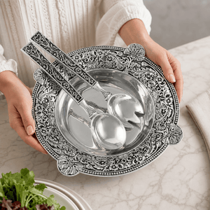 Arthur Court Western Frontier Concho Pattern Salad Bowl with Serving Set