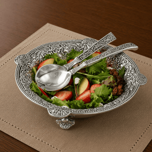 Arthur Court Western Frontier Concho Pattern Salad Bowl with Serving Set