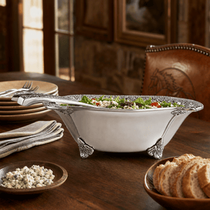Arthur Court Western Frontier Concho Pattern Salad Bowl with Serving Set