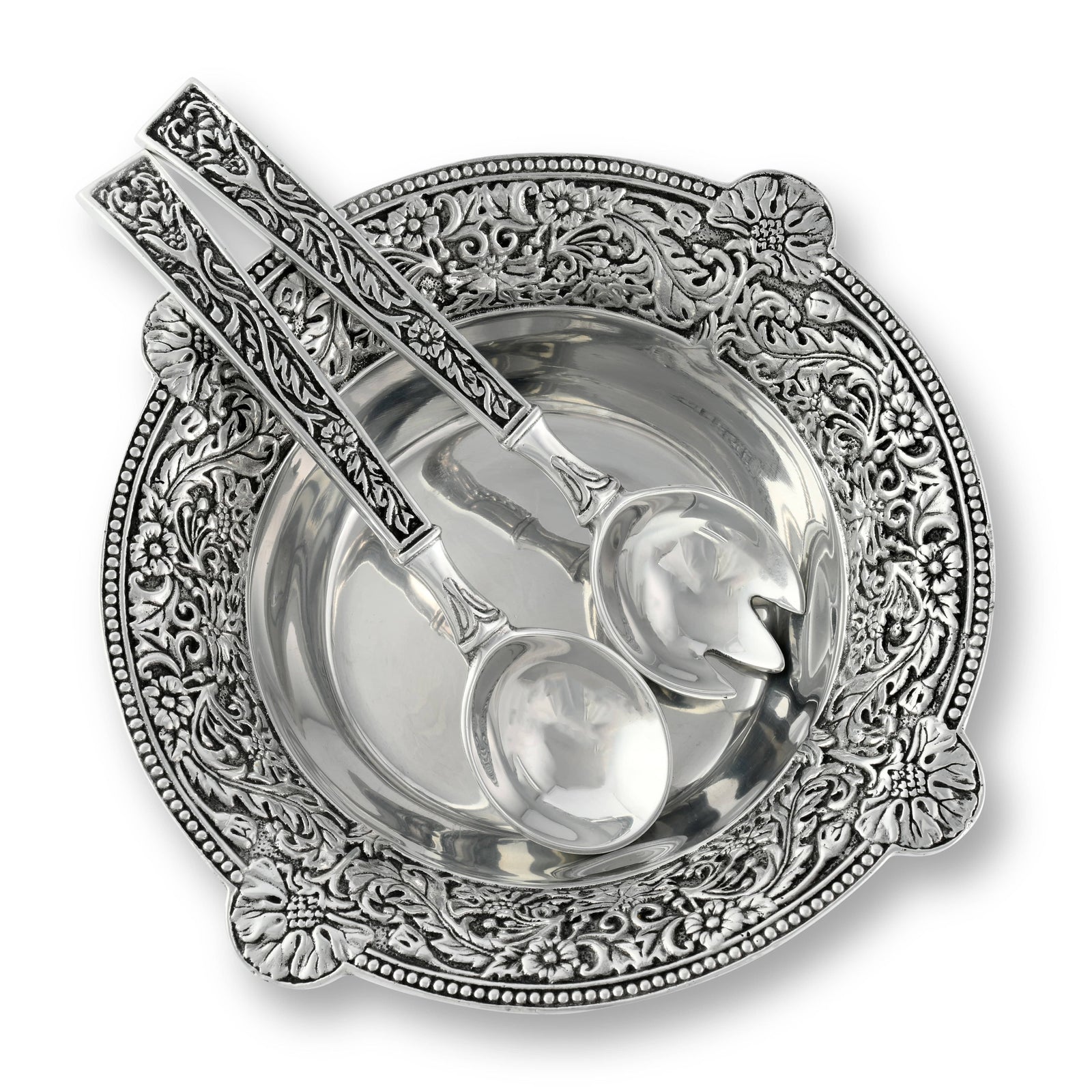 Arthur Court Western Frontier Concho Pattern Salad Bowl with Serving Set