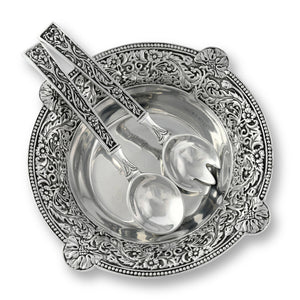 Arthur Court Western Frontier Concho Pattern Salad Bowl with Serving Set
