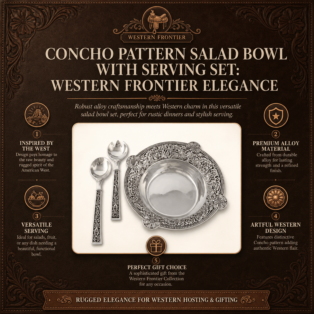 Arthur Court Western Frontier Concho Pattern Salad Bowl with Serving Set