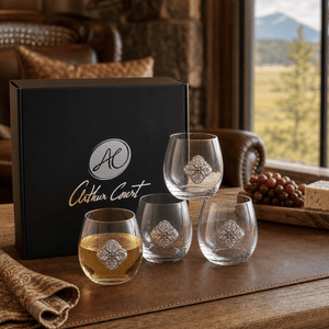 Arthur Court Western Frontier Concho Stemless Wine Glasses - Set of 4