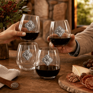 Arthur Court Western Frontier Concho Stemless Wine Glasses - Set of 4