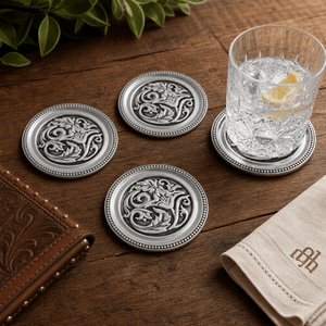 Arthur Court Western Frontier Concho Western Drink Coaster Set of 4