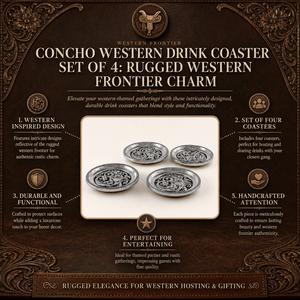 Arthur Court Western Frontier Concho Western Drink Coaster Set of 4
