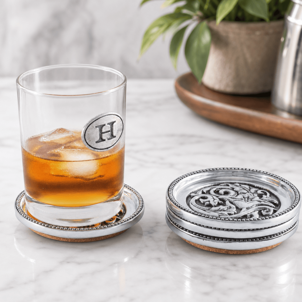 Arthur Court Western Frontier Concho Western Drink Coaster Set of 4