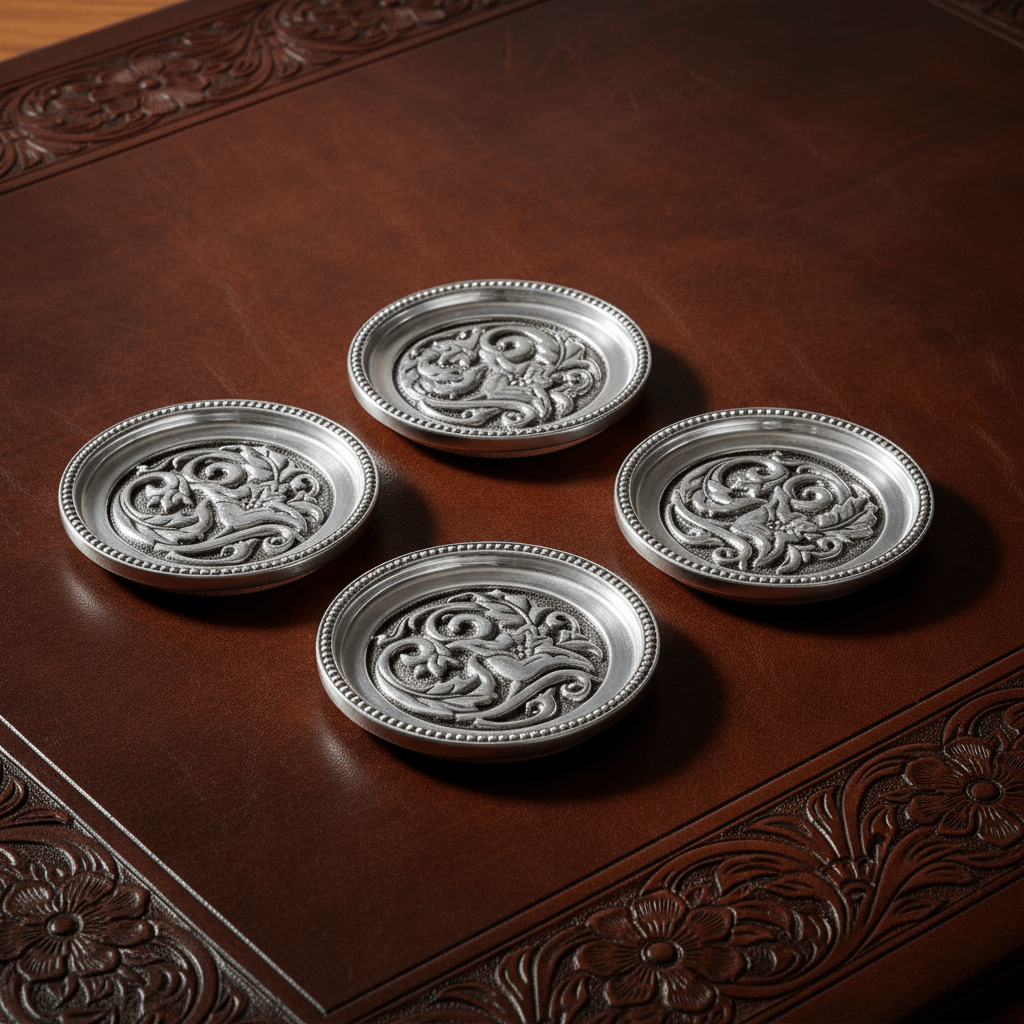 Arthur Court Western Frontier Concho Western Drink Coaster Set of 4