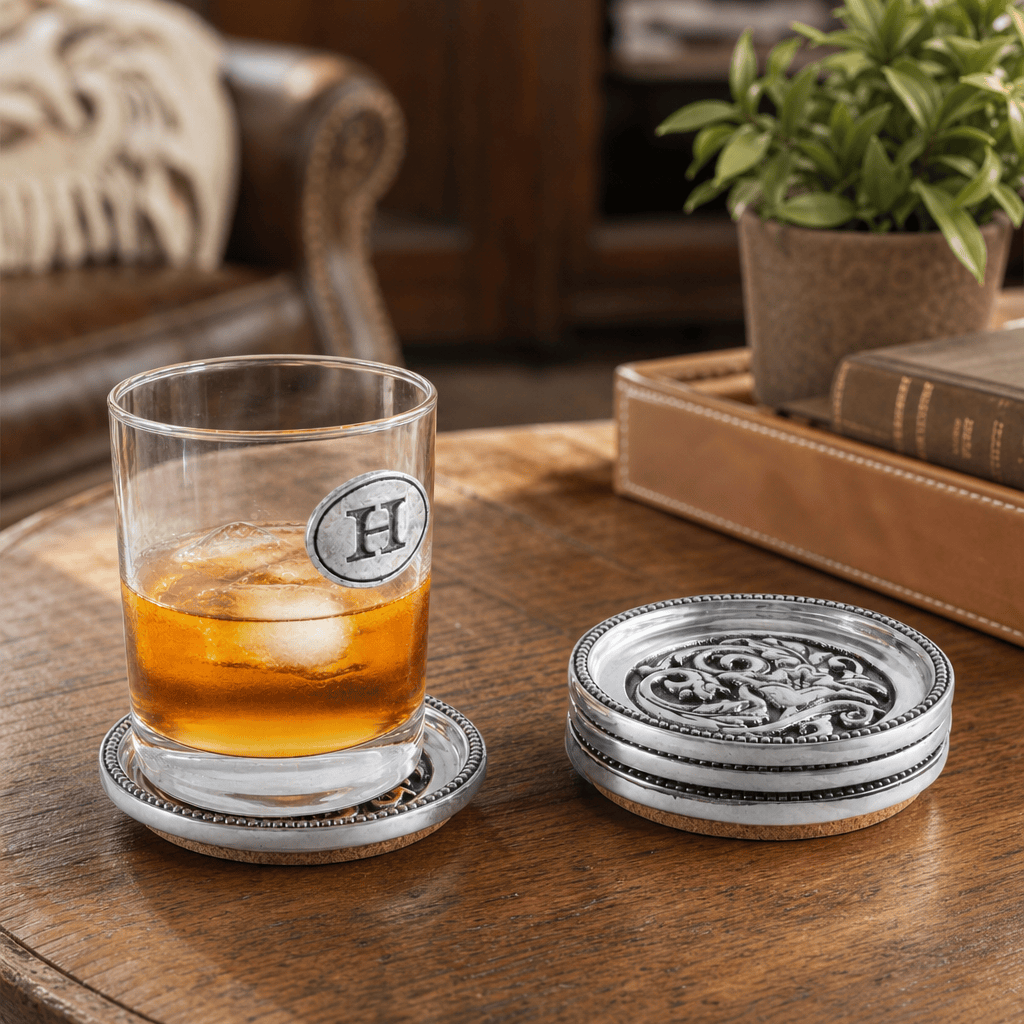 Arthur Court Western Frontier Concho Western Drink Coaster Set of 4
