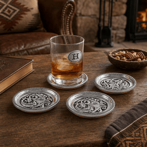 Arthur Court Western Frontier Concho Western Drink Coaster Set of 4