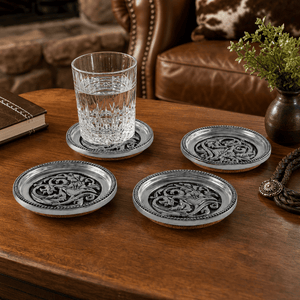 Arthur Court Western Frontier Concho Western Drink Coaster Set of 4
