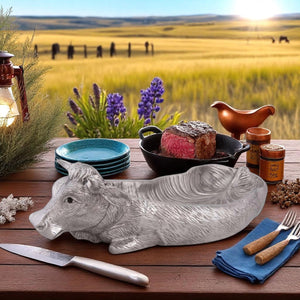 Arthur Court Western Frontier Cow Carving Serving Tray