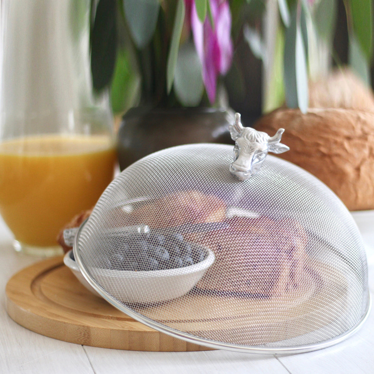 Arthur Court Western Frontier Cow Head 3 Piece Picnic Cheese Board / Spreader