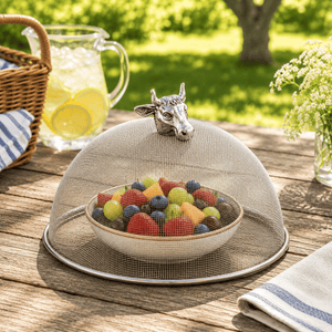 Arthur Court Western Frontier Cow Head Stainless Mesh Picnic Cover