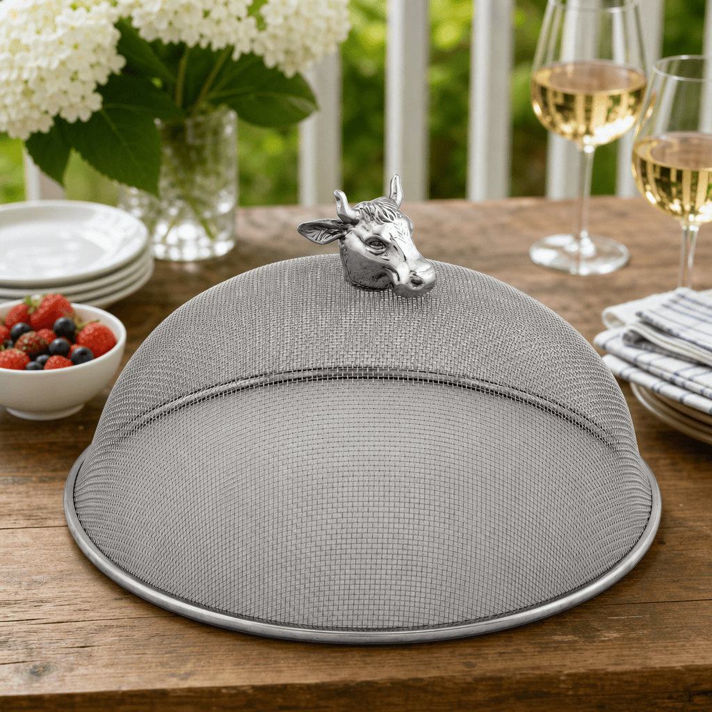 Arthur Court Western Frontier Cow Head Stainless Mesh Picnic Cover