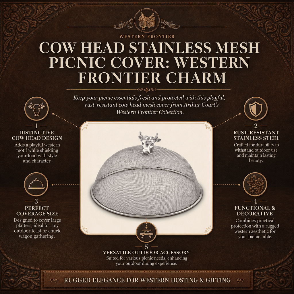 Arthur Court Western Frontier Cow Head Stainless Mesh Picnic Cover