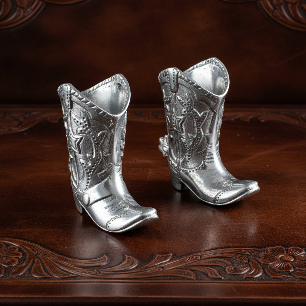 Arthur Court Western Frontier Cowboy Boot Salt and Pepper Set