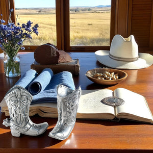 Arthur Court Western Frontier Cowboy Boot Salt and Pepper Set