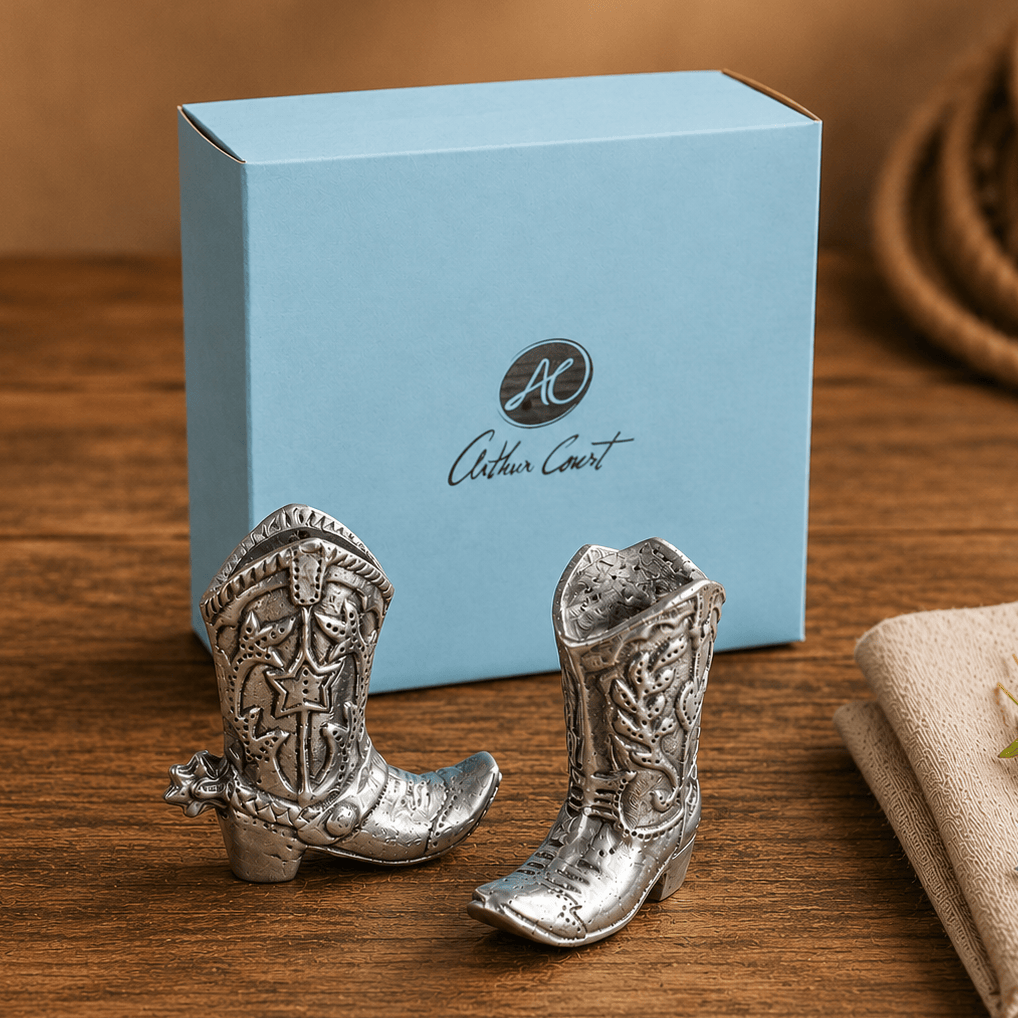 Arthur Court Western Frontier Cowboy Boot Salt and Pepper Set