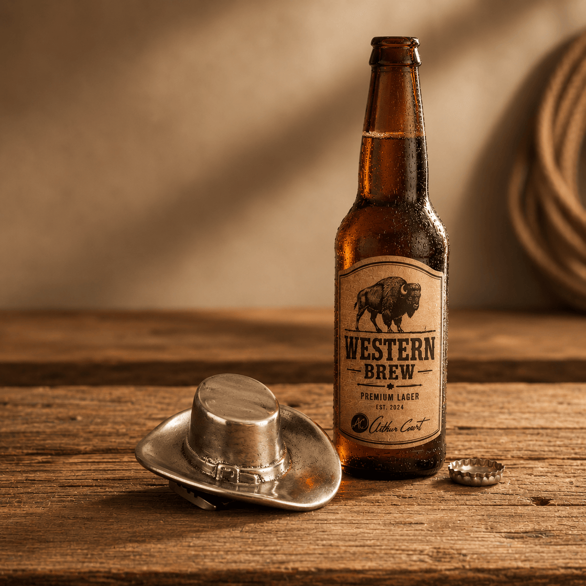 Arthur Court Western Frontier Cowboy Hat Bottle Opener