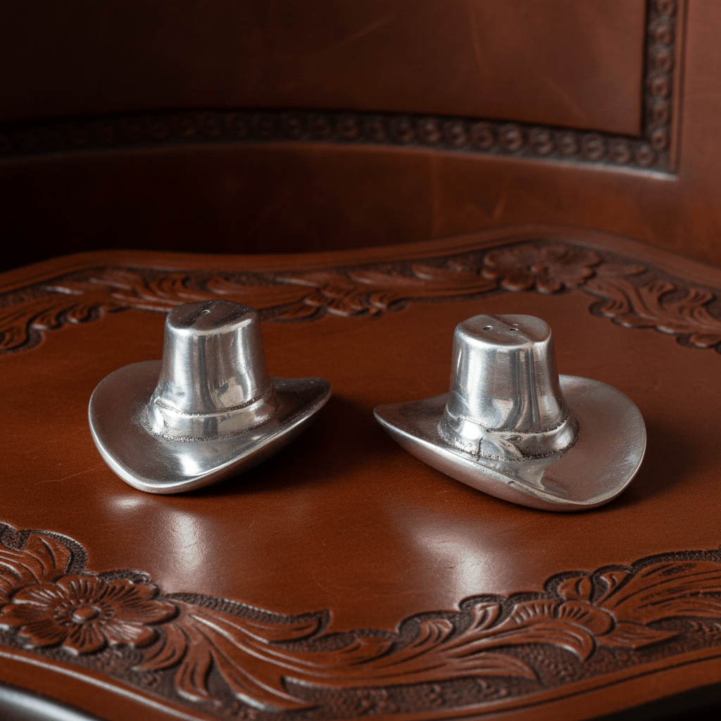 Arthur Court Western Frontier Cowboy Hat Salt and Pepper Set