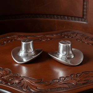 Arthur Court Western Frontier Cowboy Hat Salt and Pepper Set