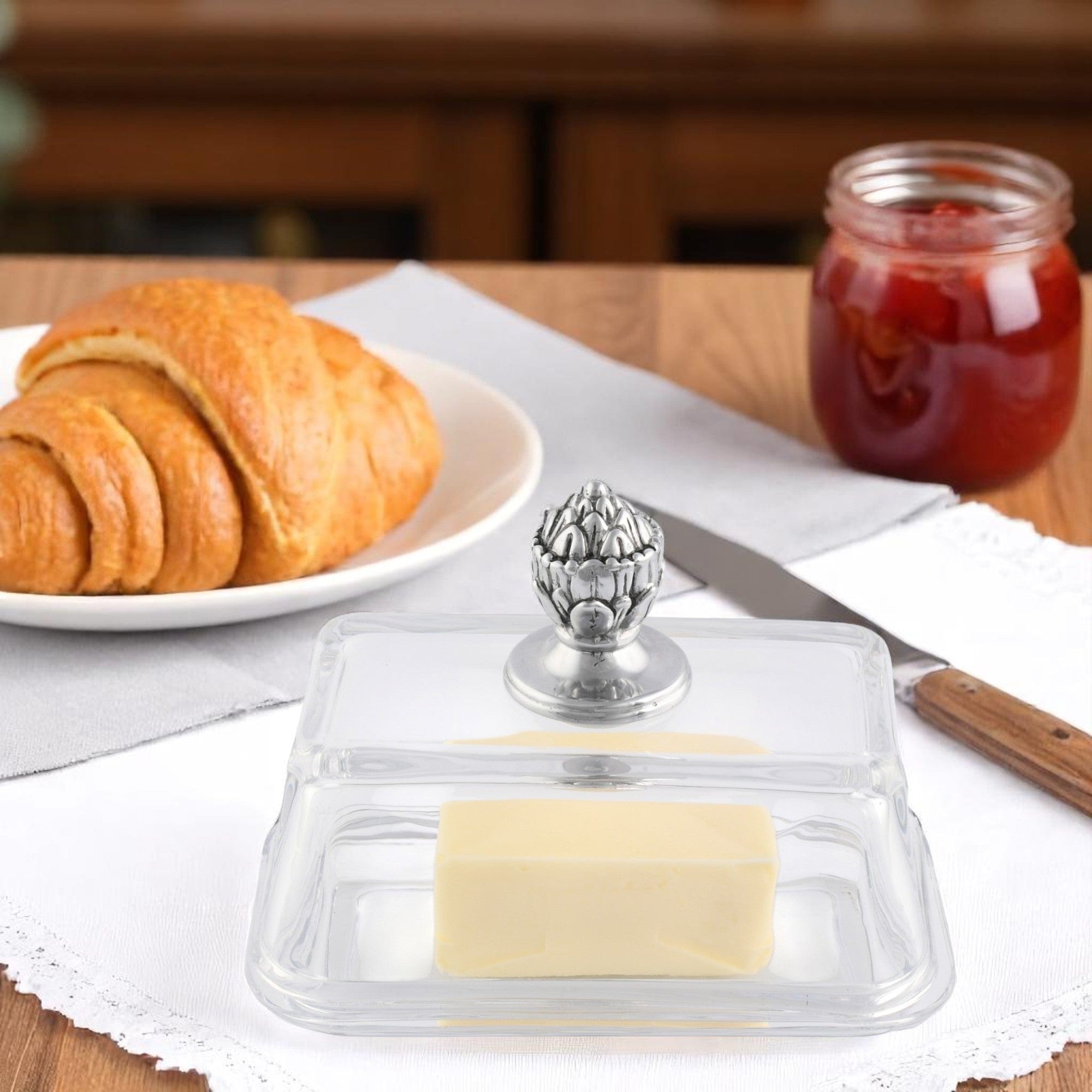 Arthur Court Western Frontier Glass Butter Dish - Concho