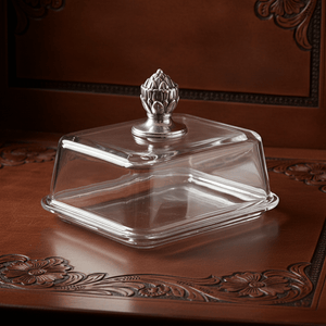 Arthur Court Western Frontier Glass Butter Dish - Concho