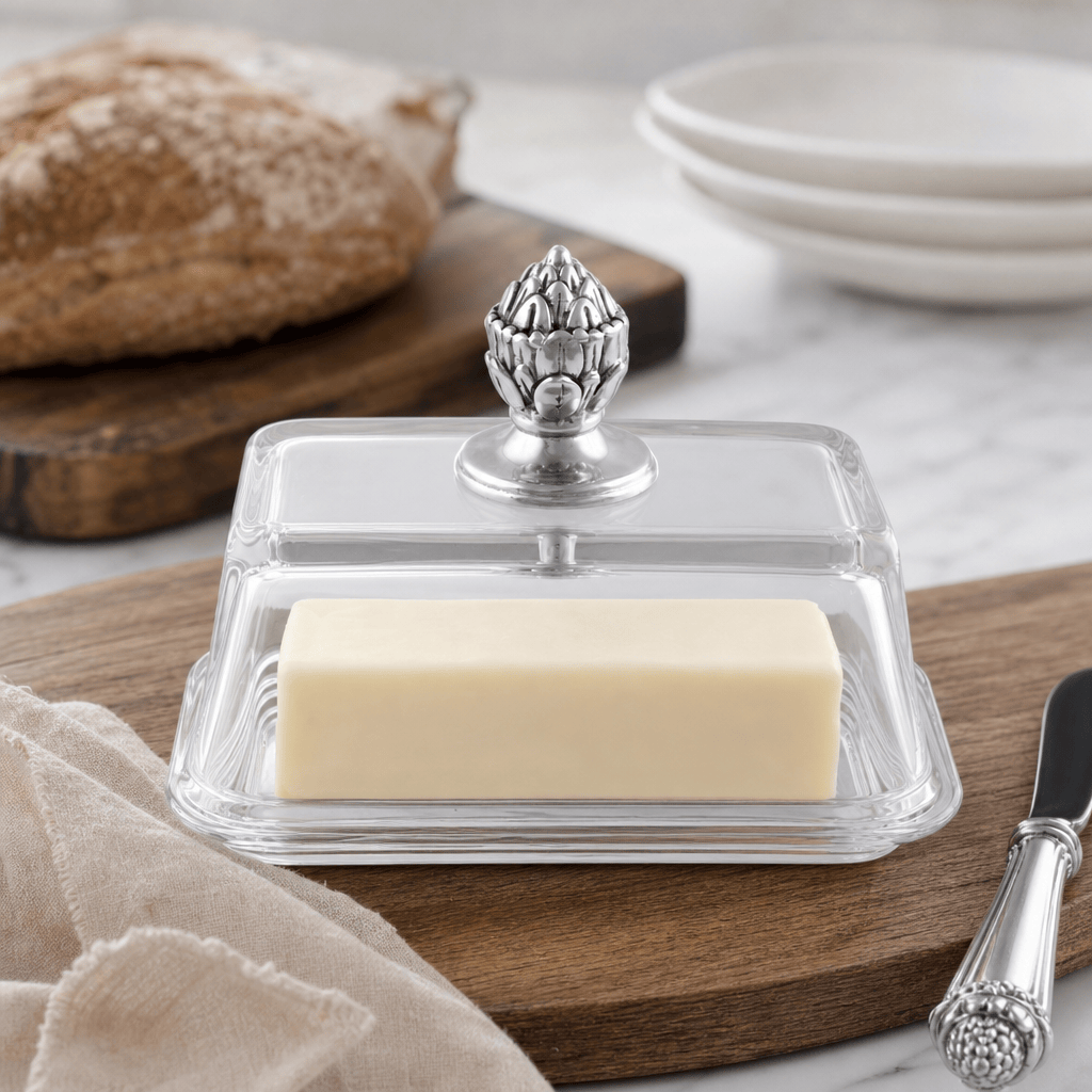 Arthur Court Western Frontier Glass Butter Dish - Concho
