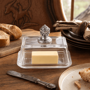 Arthur Court Western Frontier Glass Butter Dish - Concho