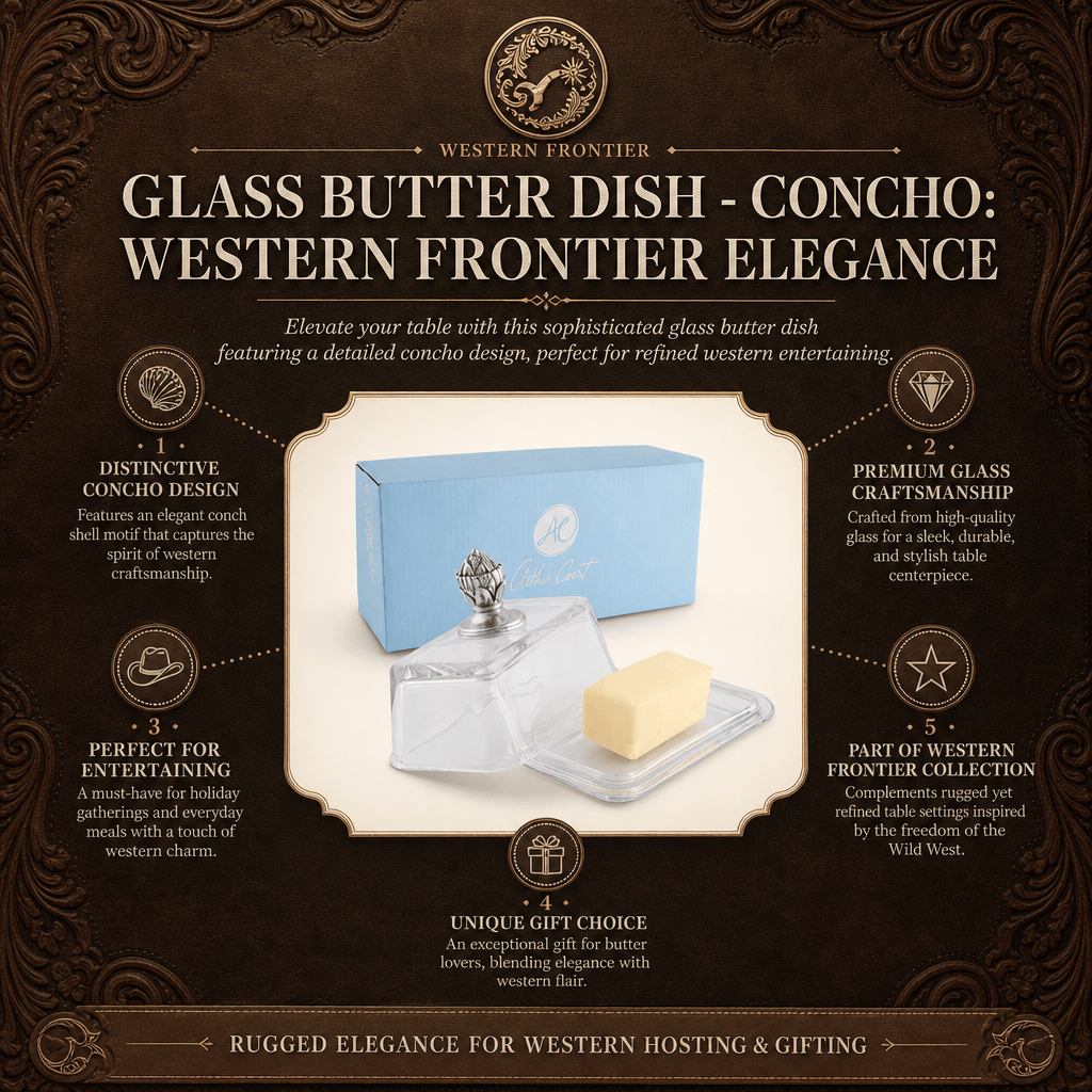 Arthur Court Western Frontier Glass Butter Dish - Concho